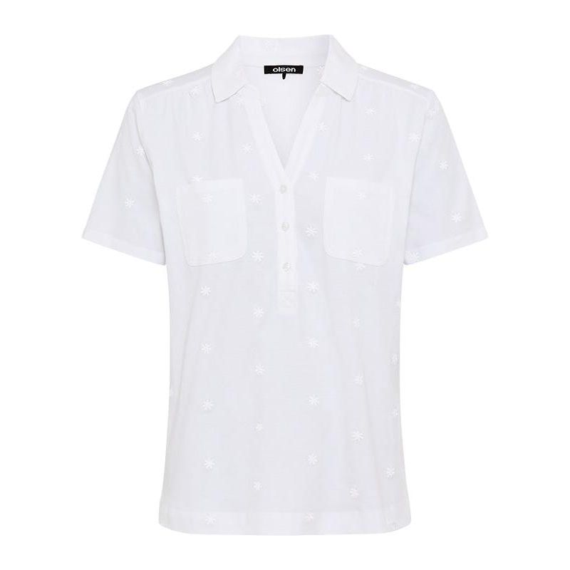 Women's Embroidered Polo Henley T-Shirt