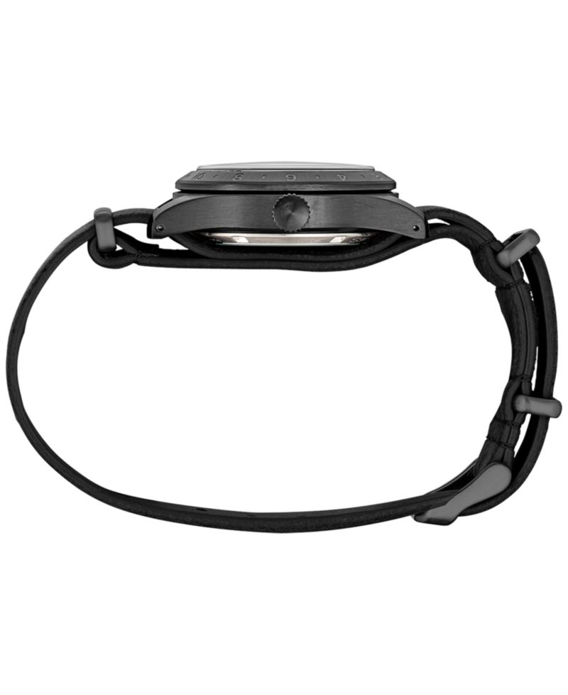 Men's Automatic 5 Sports GMT Black Leather Strap Watch 39mm