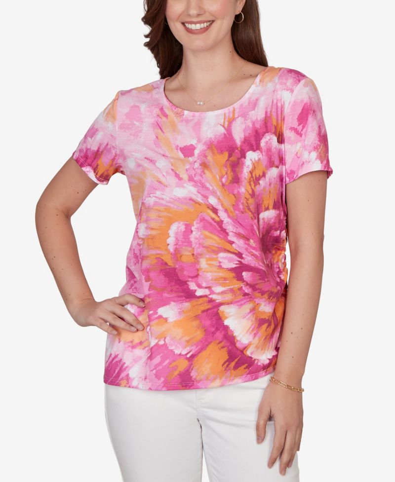Petite Bold Watercolor Floral Knit T-Shirt
