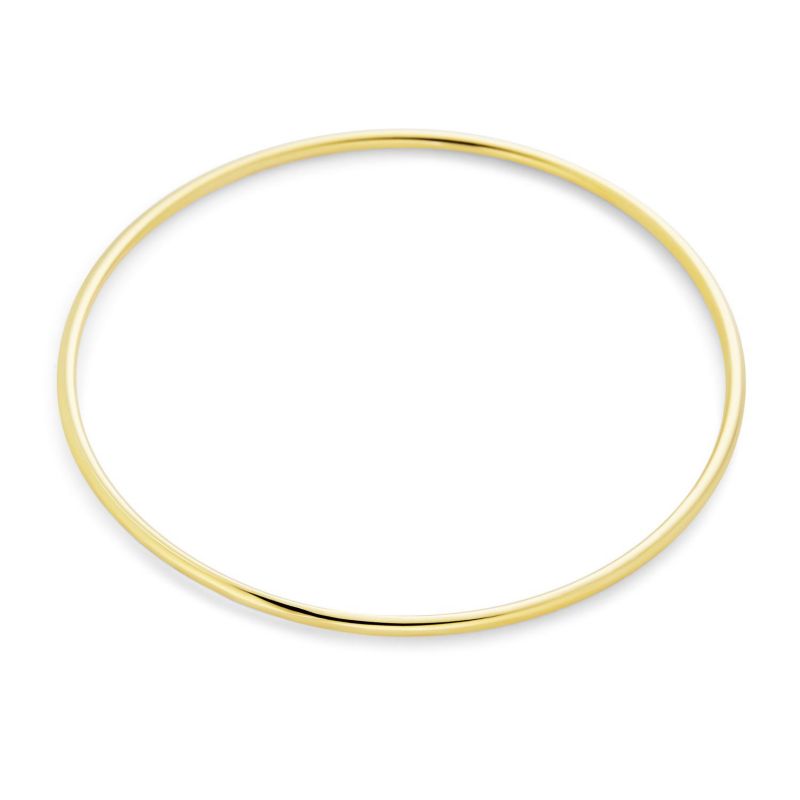 Simple Thin 2MM Round Smooth Bangle Bracelet Stackable Yellow Gold Plated