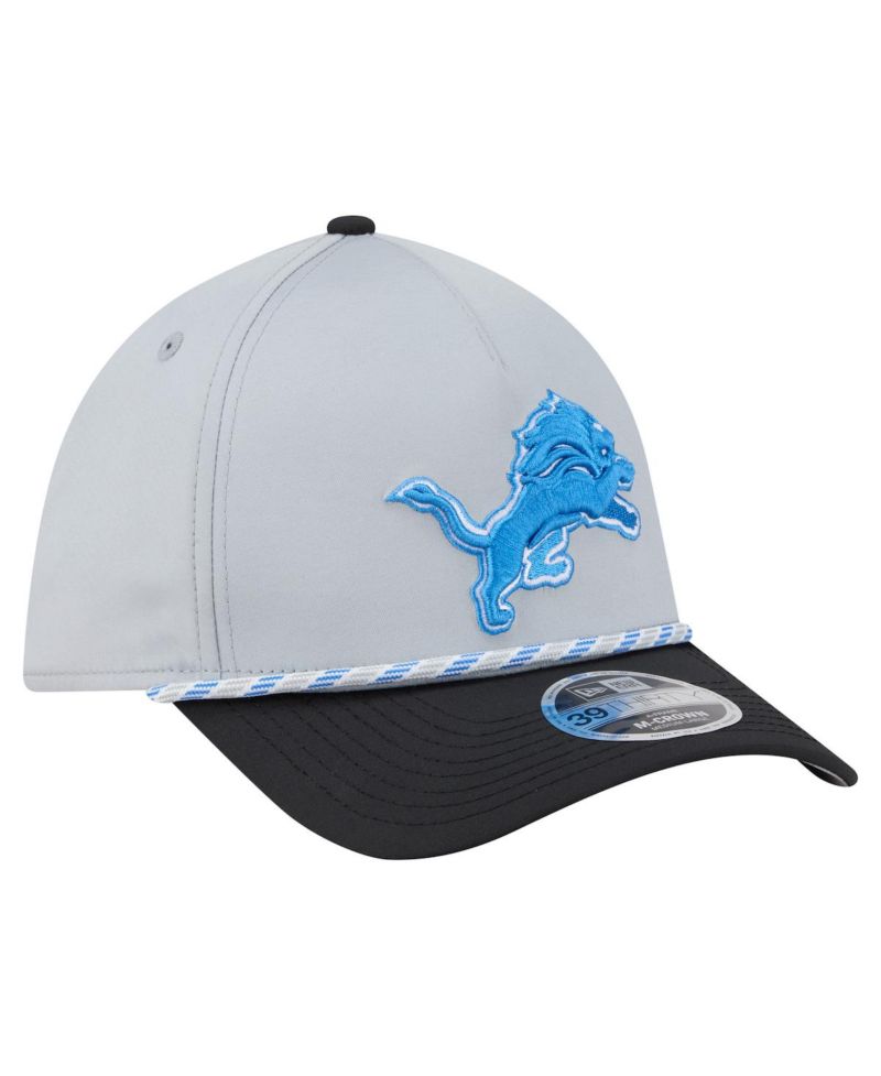Men's Silver/Black Detroit Lions Rope M-Crown A-Frame 39THIRTY Flex Hat