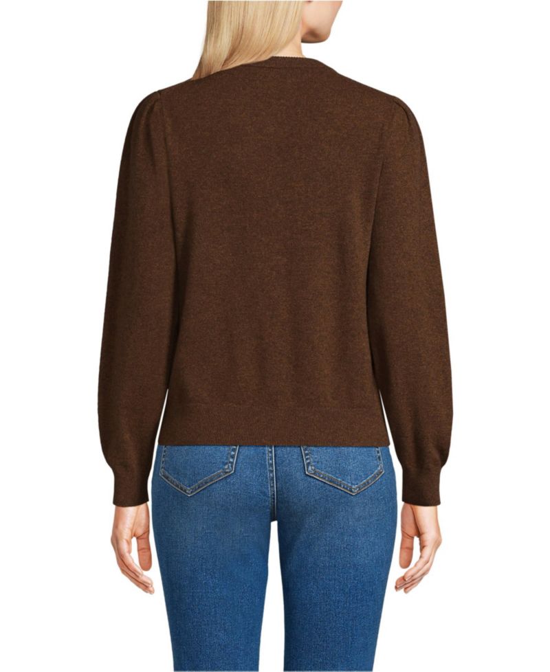 Women's Cashmere Puff Sleeve Crew Neck Sweater