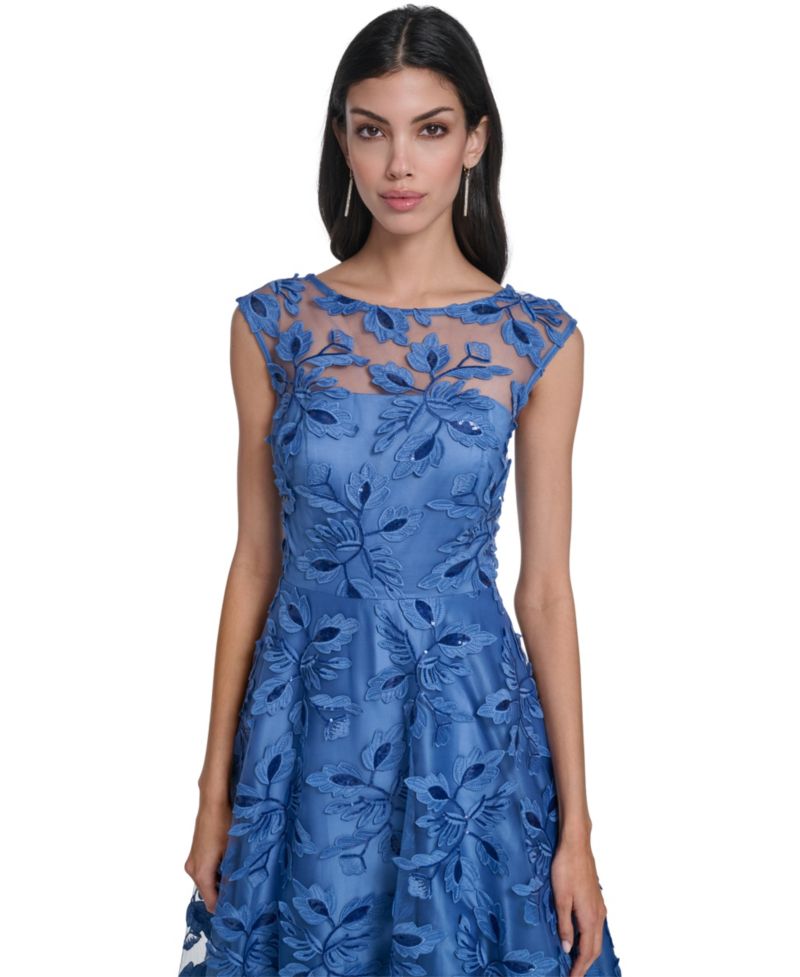 Women's Illusion Boat Neck Dress