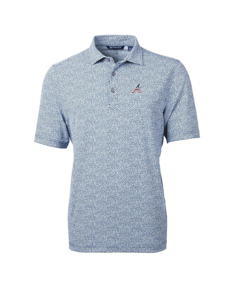 Men's Navy Atlanta Braves Americana Logo Virtue Eco-Pique Botanical Polo