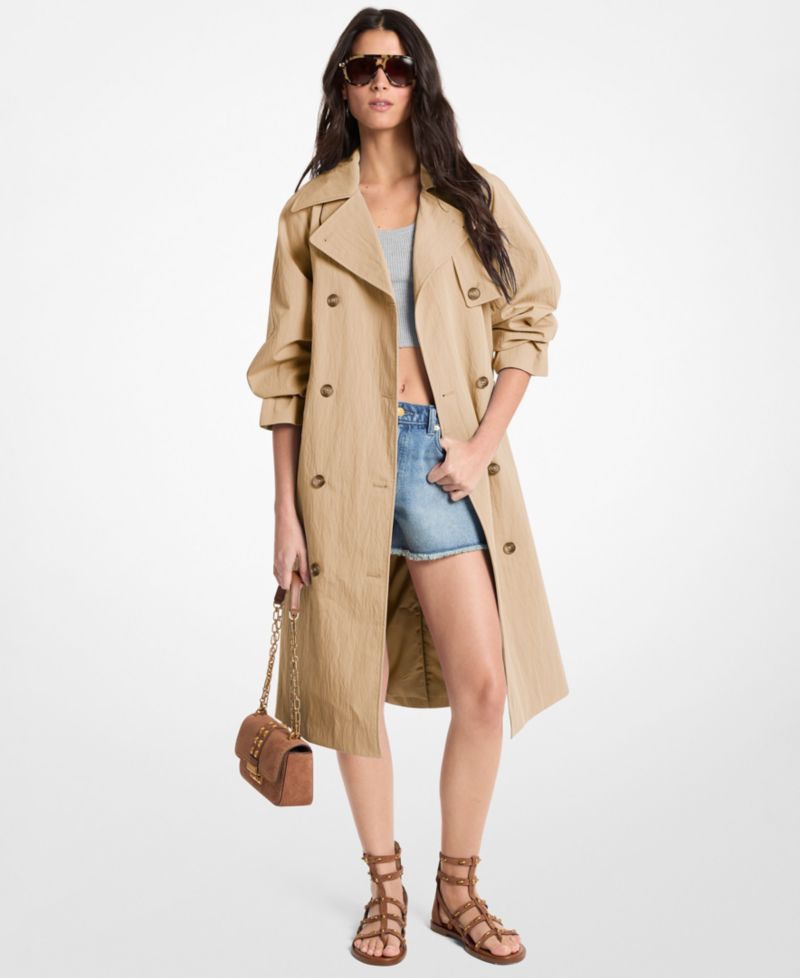 Women's Collared Neck Oversize Belted Trench Coat