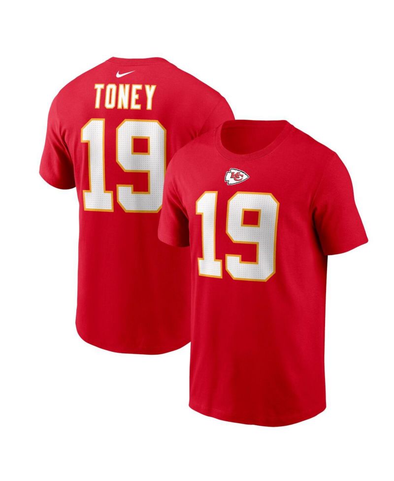 Men's Kadarius Toney Red Kansas City Chiefs Player Name and Number T-shirt