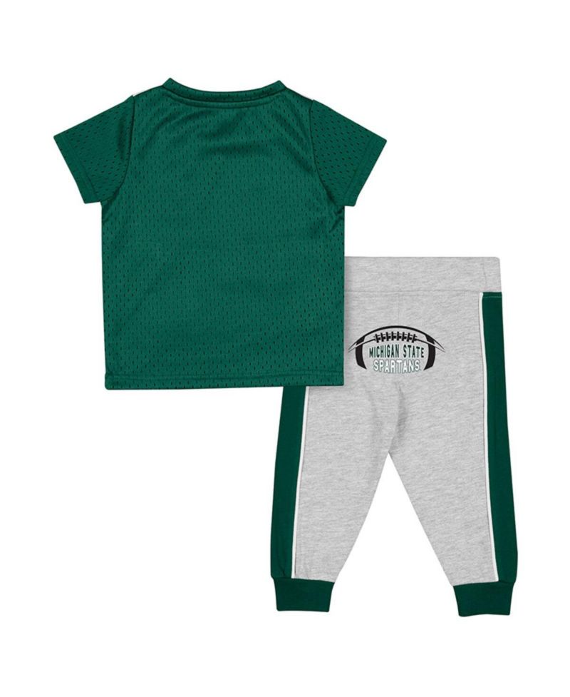 Baby Boys and Girls Green/Heather Gray Michigan State Spartans Ka-Boot-It Jersey Pants Set