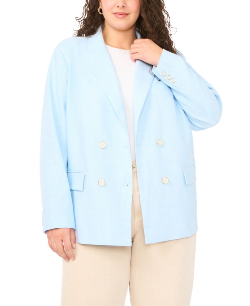 Plus Size Double Breasted Flap Pocket Blazer