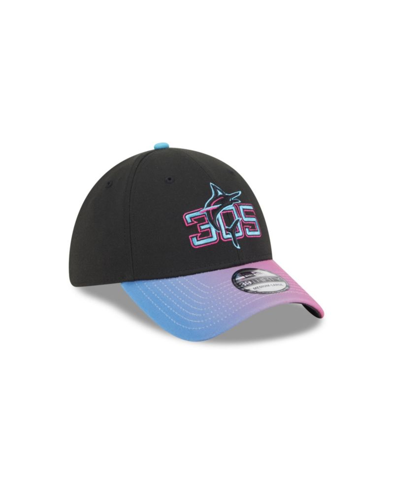 Men's Black Miami Marlins 2025 City Connect 39THIRTY Flex Hat