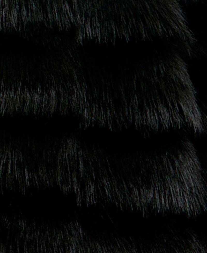 Juniors' Tiered Cropped Faux Fur Shawl Jacket