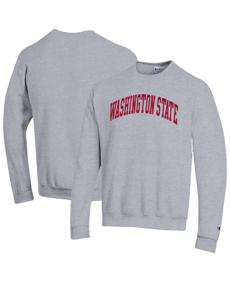 Men's Crimson Washington State Cougars Basic Arch Fleece Pullover Sweatshirt