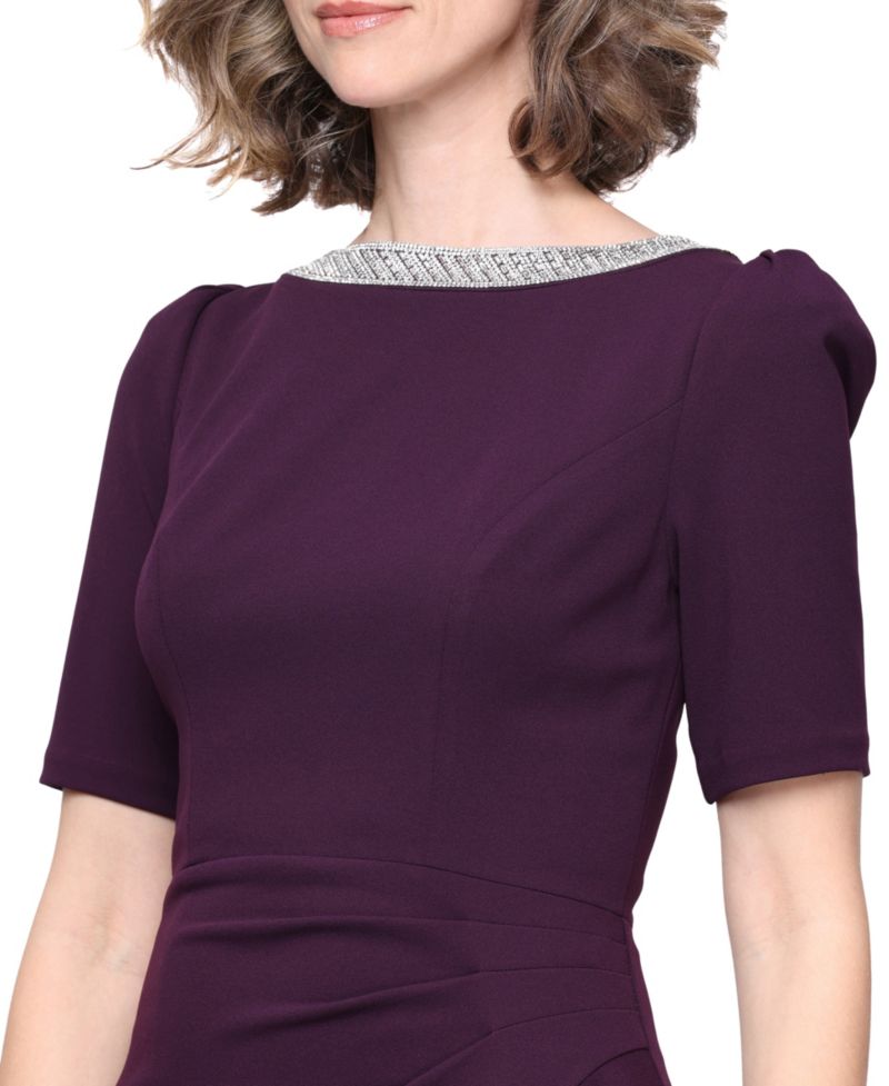 Plus Size Embellished-Neck Ruffle Gown
