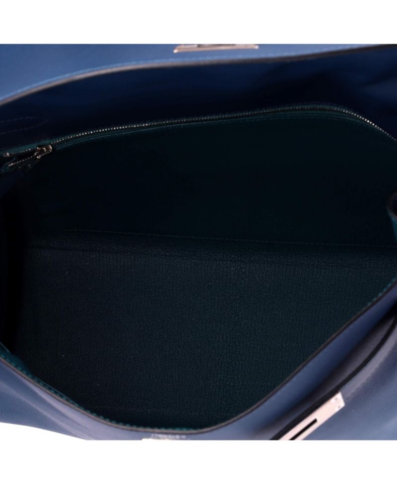 Pre-Owned HERMES Pre-Owned Hermes Kelly 32 Handbag Verso Evercolor with Palladium Hardware