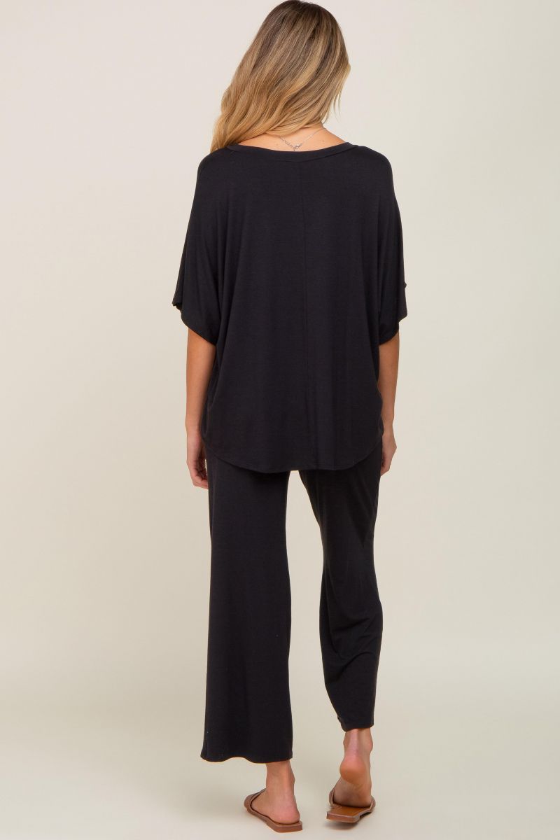 Women's Black Cropped Pant Set