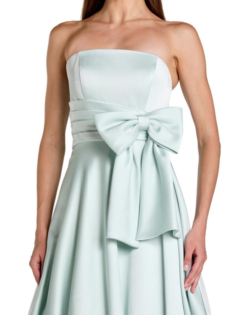 Women's Strapless Satin Ballgown with Statement Bow Detail