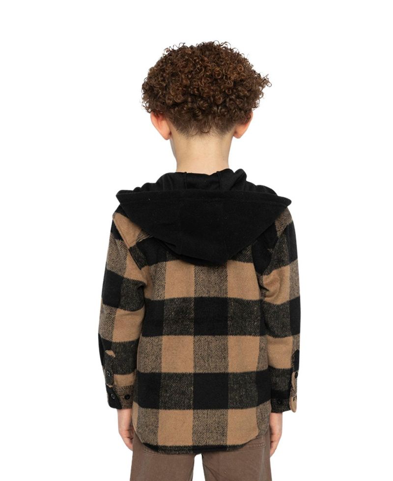 Little and Big Boy 6-12Y Flannel Shirt with Fleece Hood