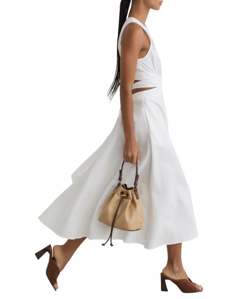 Women's Linen-Cotton Cut-Out Midi Dress
