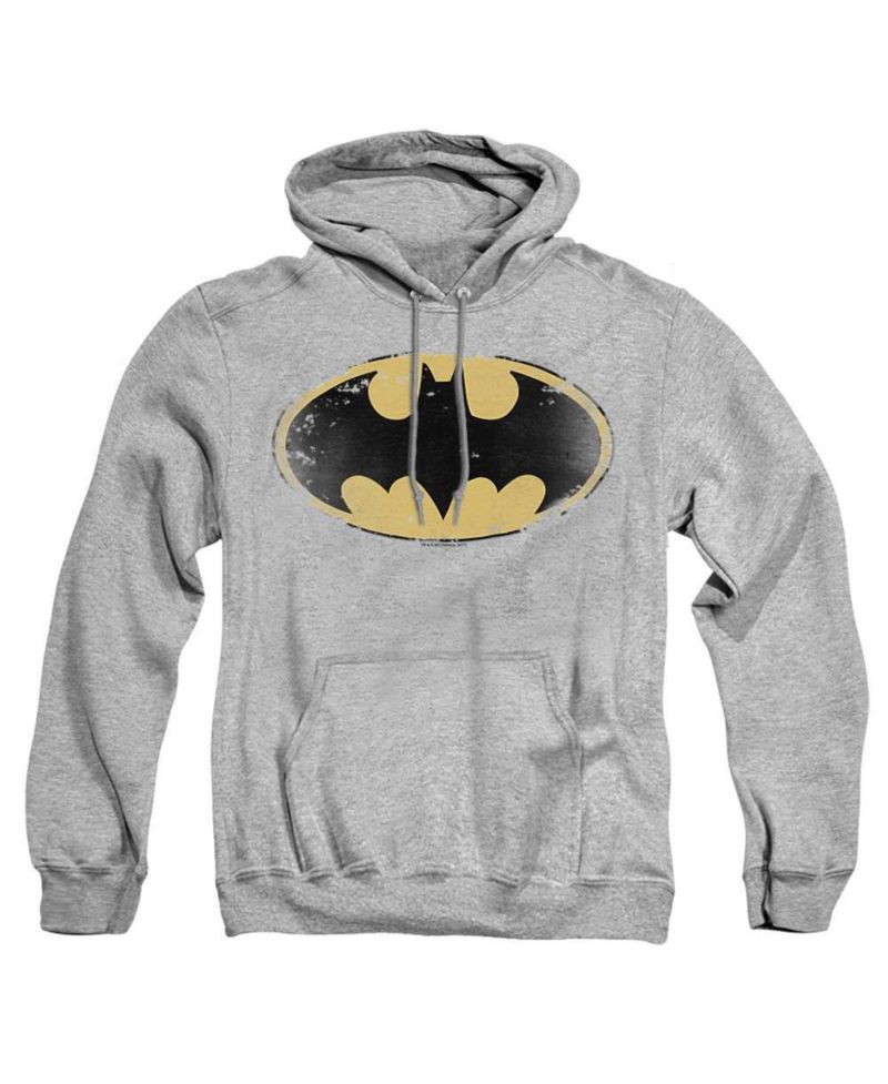 Men's Distressed Shield Kangaroo Pocket Pull-Over Hoodie