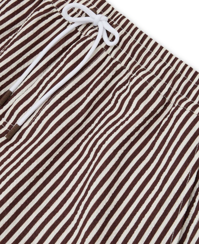 Men's Bay Drawstring Seersucker Stripe Swim Shorts