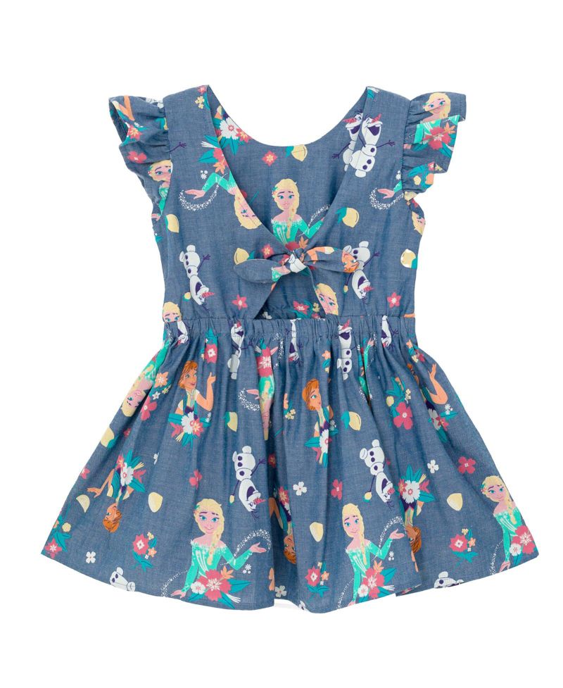 Little Girls Disney Minnie Mouse Mickey Mouse Daisy Lilo & Stitch Princess Belle Ariel Chambray Skater Dress to