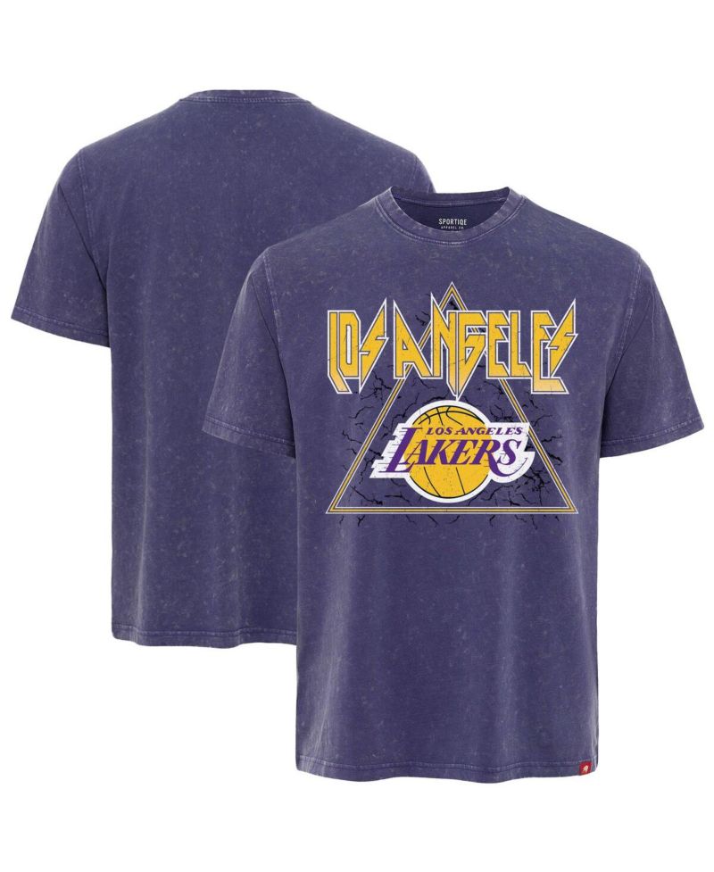 Men's Purple Los Angeles Lakers Distressed Rock Roll Collection Angus Premium Mineral Wash T-Shirt