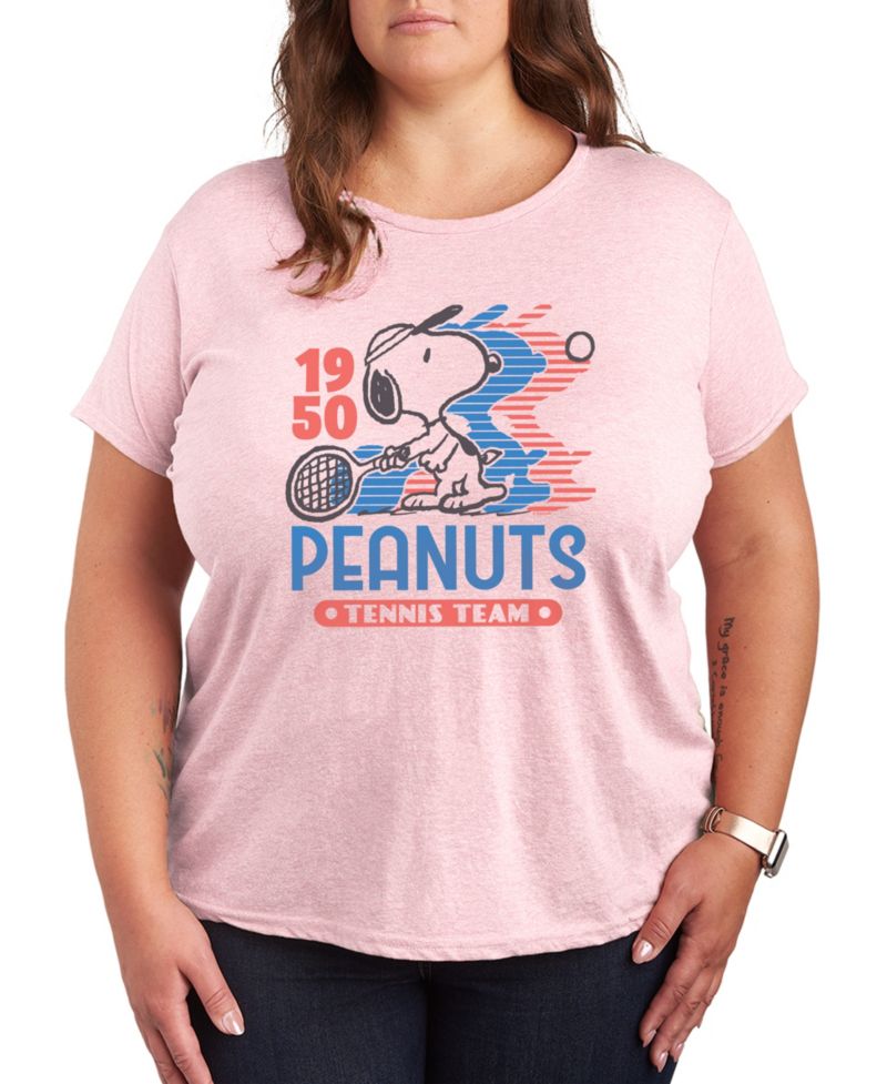 Plus Size Peanuts Snoopy Tennis Team Graphic T-Shirt