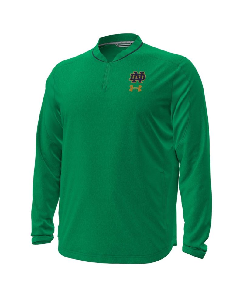 Men's Green Notre Dame Fighting Irish 2026 Sideline Motivate Woven Quarter-Zip Long Sleeve Pullover