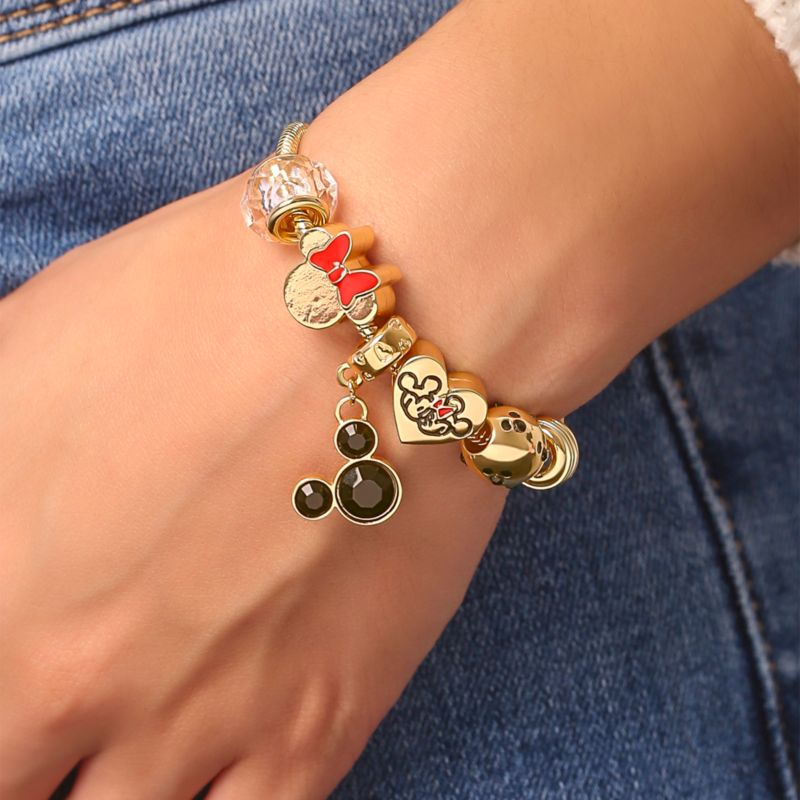 Minnie Mouse Fashion 7" Charm Bracelet with Heart, Bow, and Crystal Beads