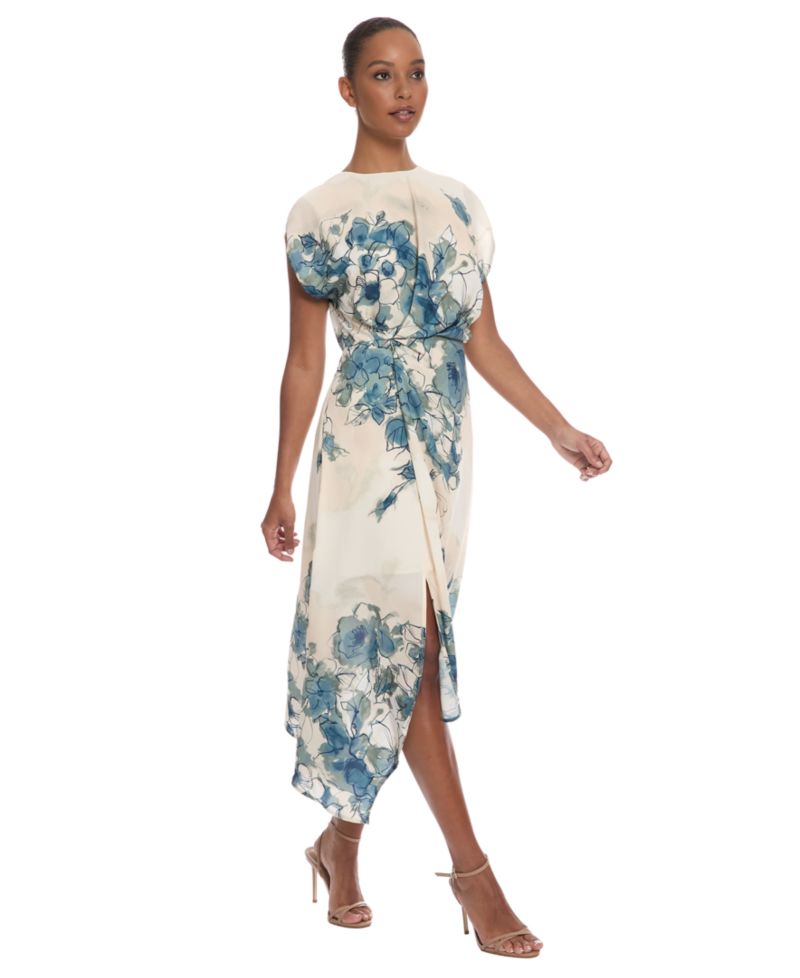 Women's Asymmetrical Floral Midi Dress
