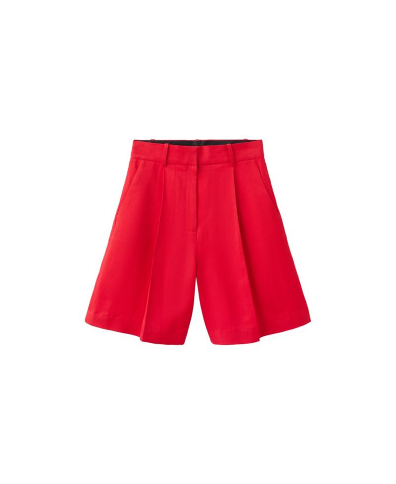 Women's Pleated Mid-Rise Bermuda Shorts, 7.87" Inseam