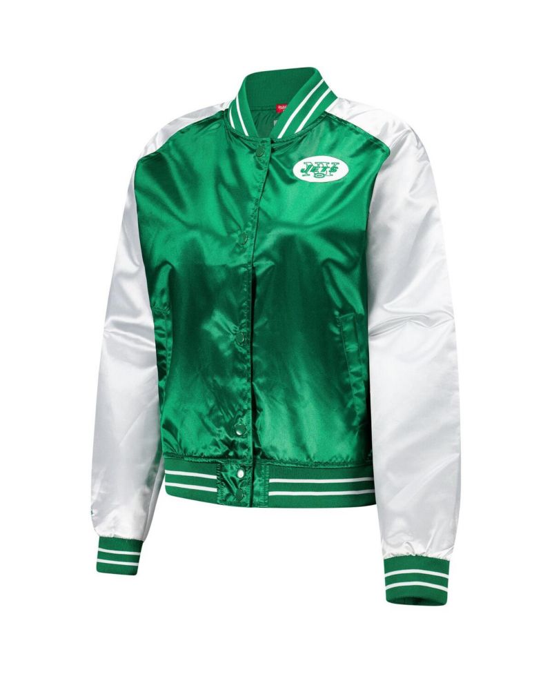 Women's Green New York Jets Team 2.0 Satin Raglan Full-Snap Jacket