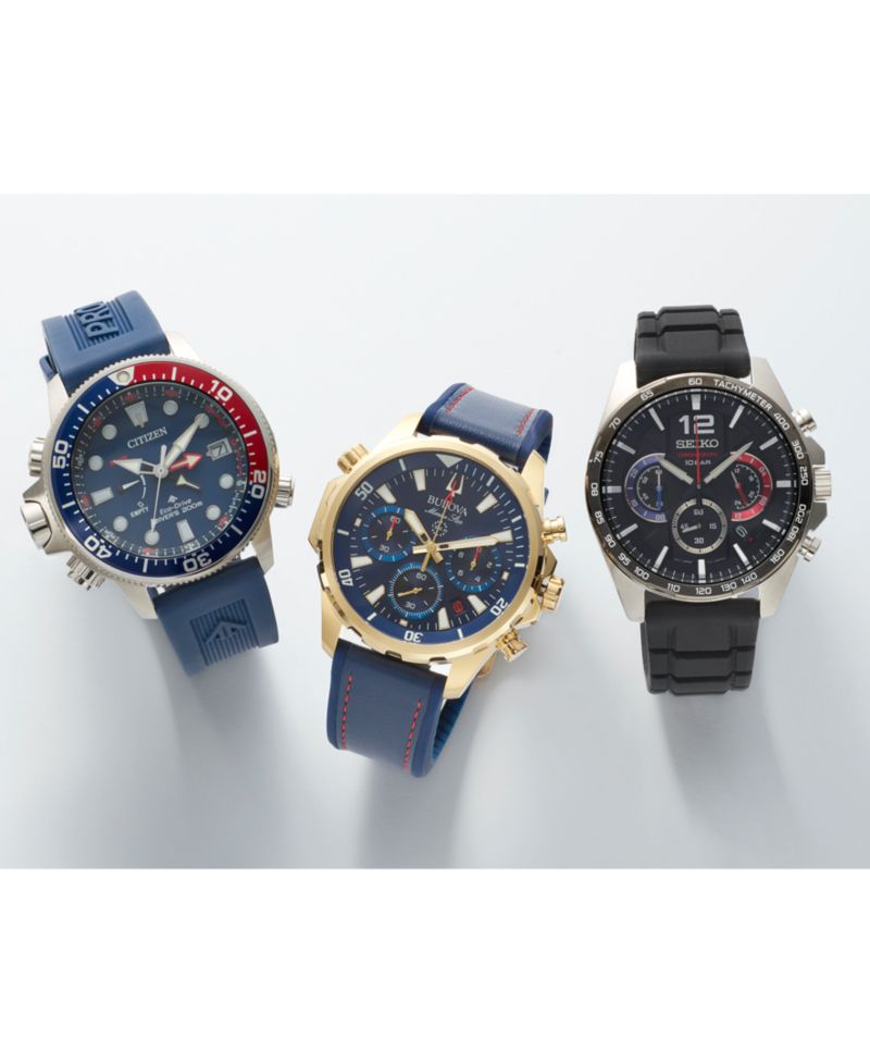 Men's Essentials Chronograph Black Silicone Strap Watch 43.9mm