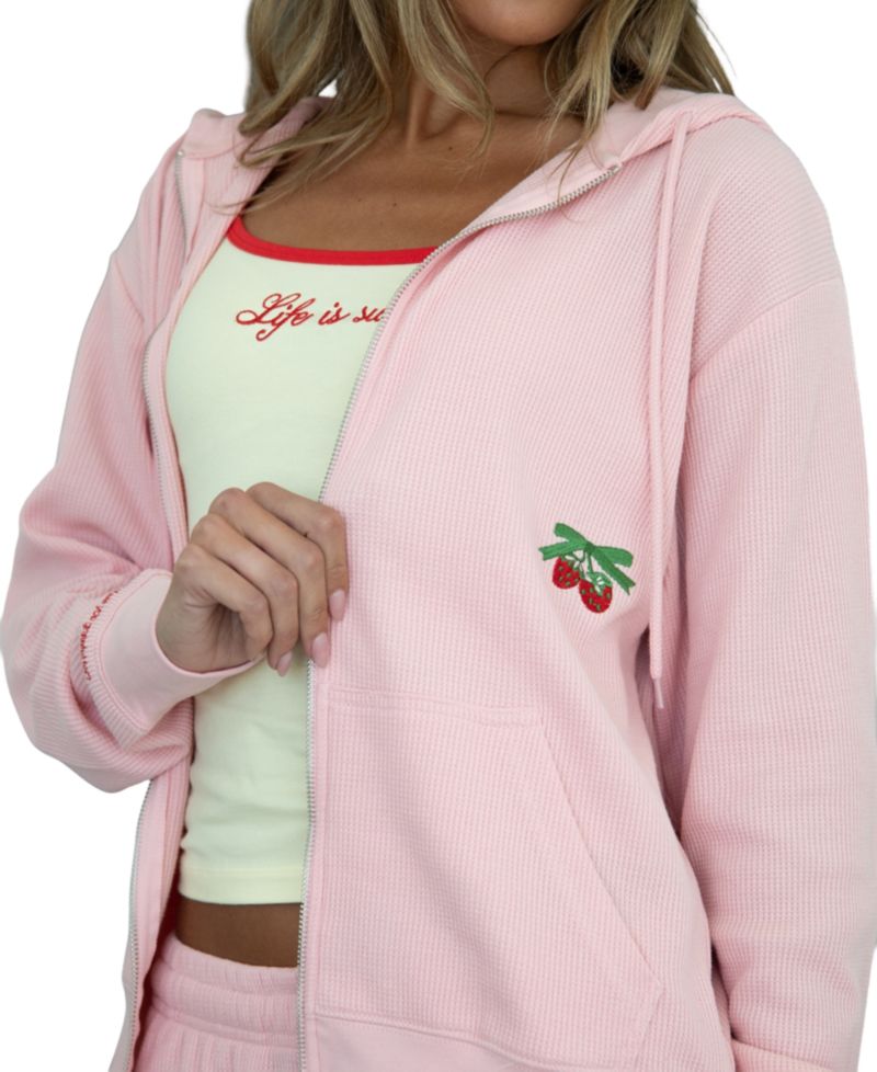 Juniors' Life Is Sweet Graphic Kangaroo-Pocket Full-Zip Hoodie
