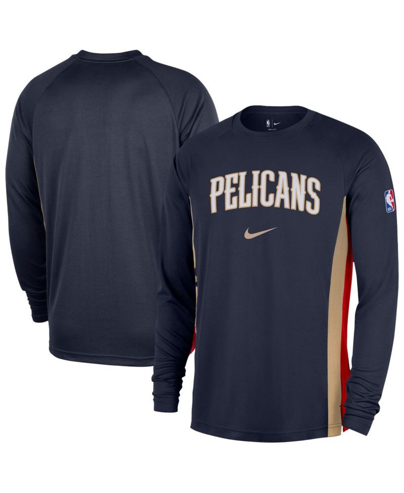 Men's Navy New Orleans Pelicans 2025/26 Authentic Pre-Game Legend Dri-FIT Long Sleeve Shooting T-Shirt