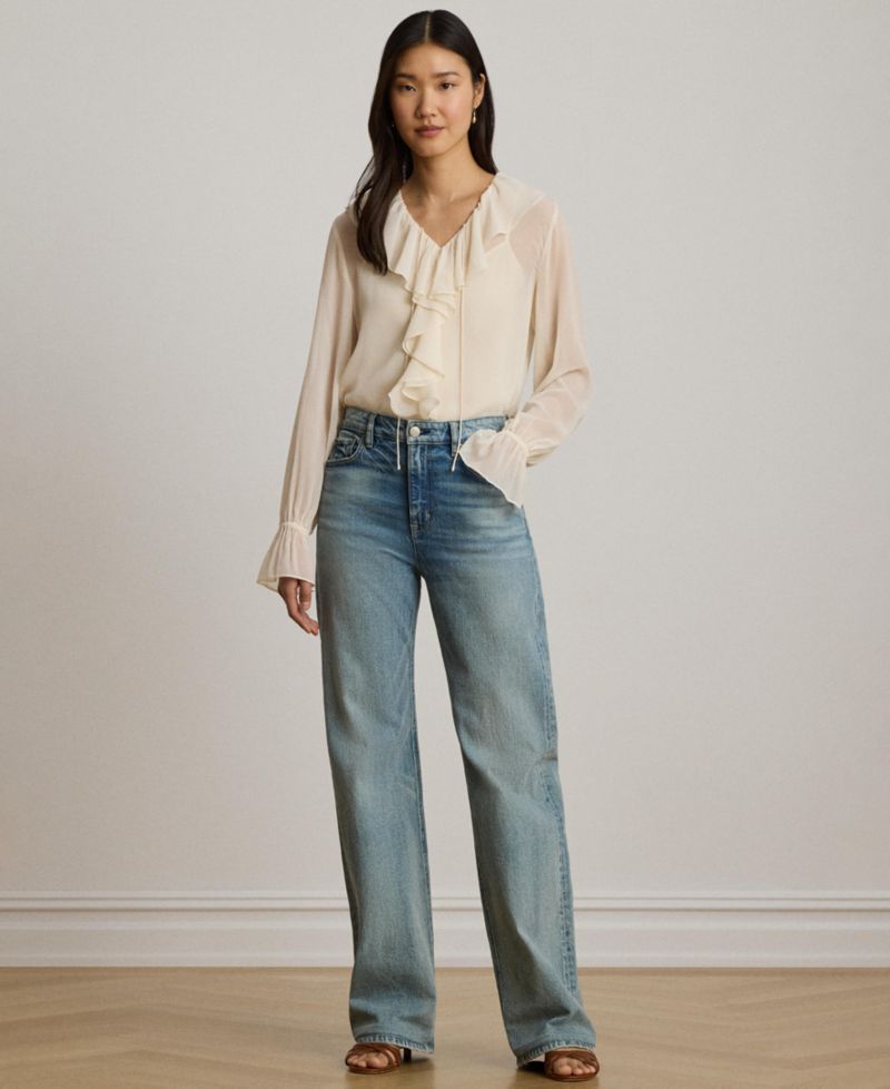 Women's Ruffle-Trim V-Neck Blouse