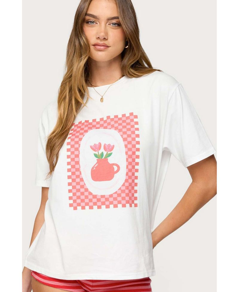 Women's Flower Vase Oversized T Shirt