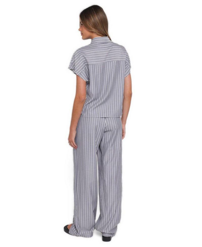 Women's Melanie Striped Wide-Leg Button-Down Shirt and Pants, 2-Piece Set