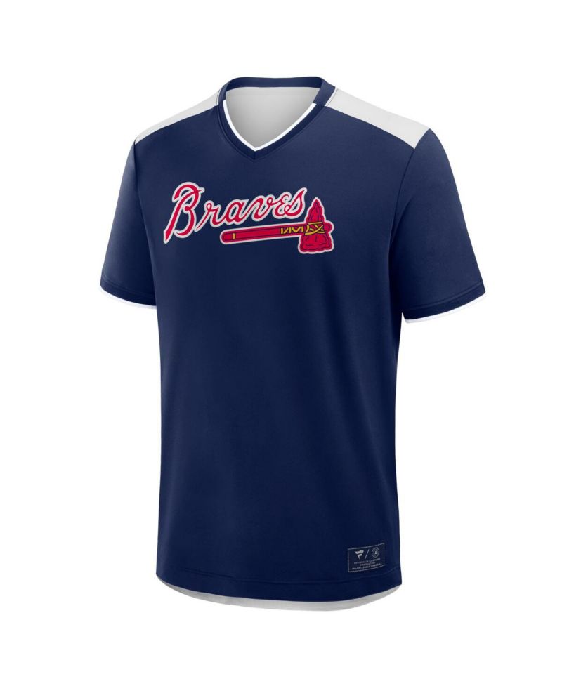 Men's Navy Atlanta Braves Walk Off V-Neck T-Shirt
