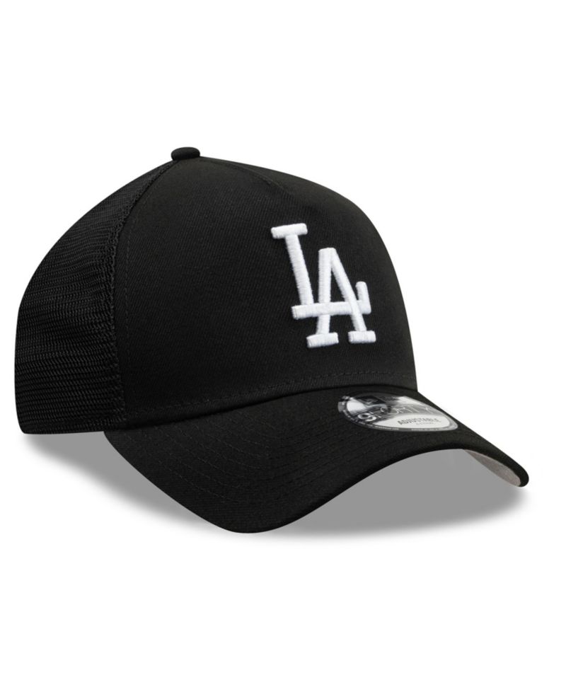 Men's Black Los Angeles Dodgers Side Script 9FORTY A-Frame Trucker Adjustable Hat