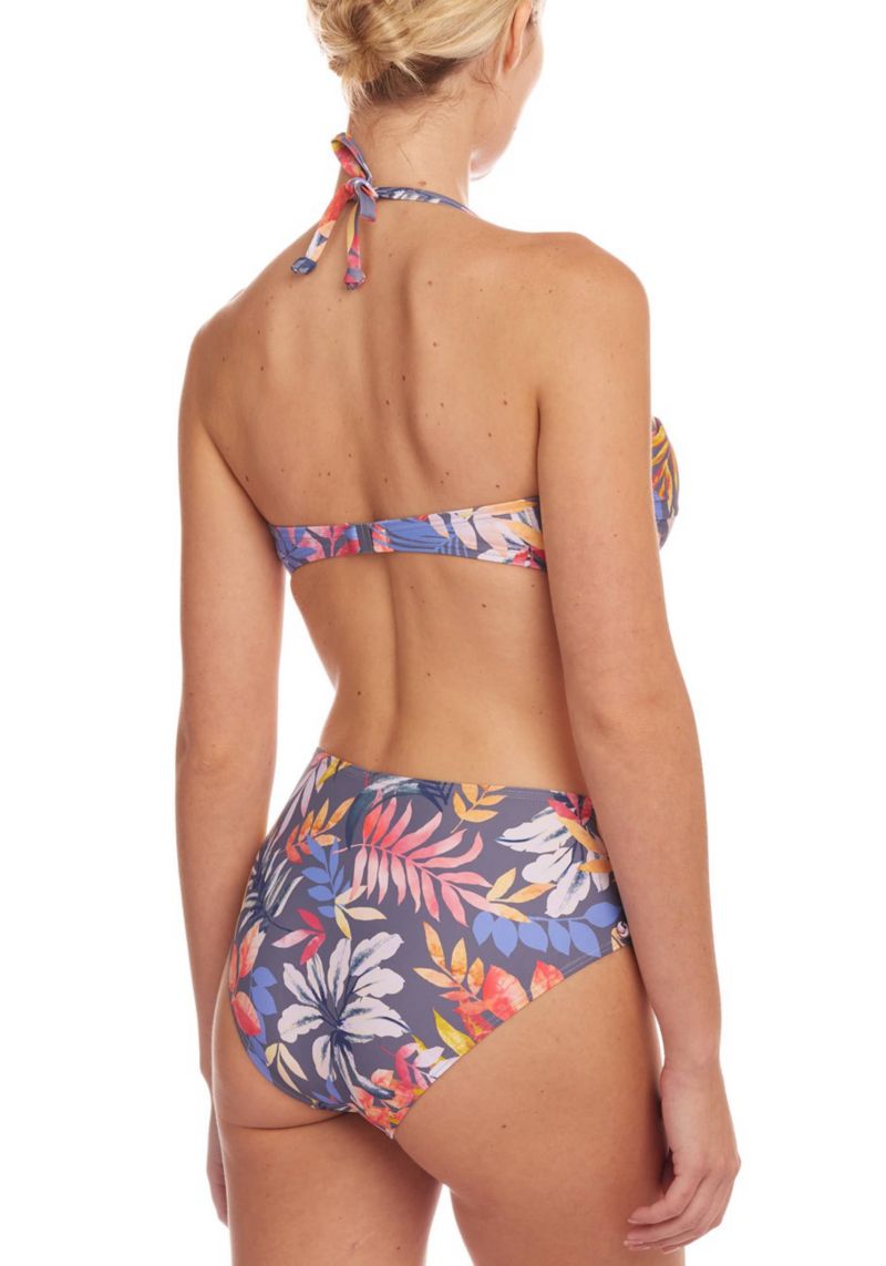 Women's Tropical Print Mid Rise Bikini Mid-Rise Ruched Swim Bottom