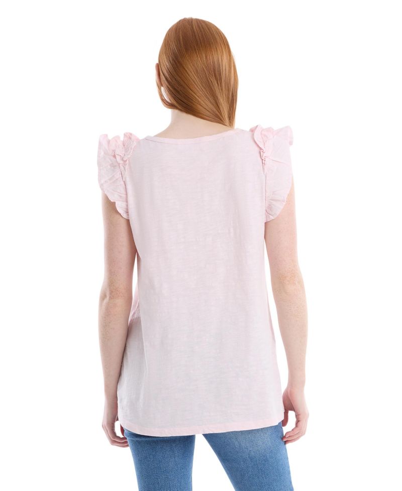 Women's Ruffle Shoulder Tank Tee