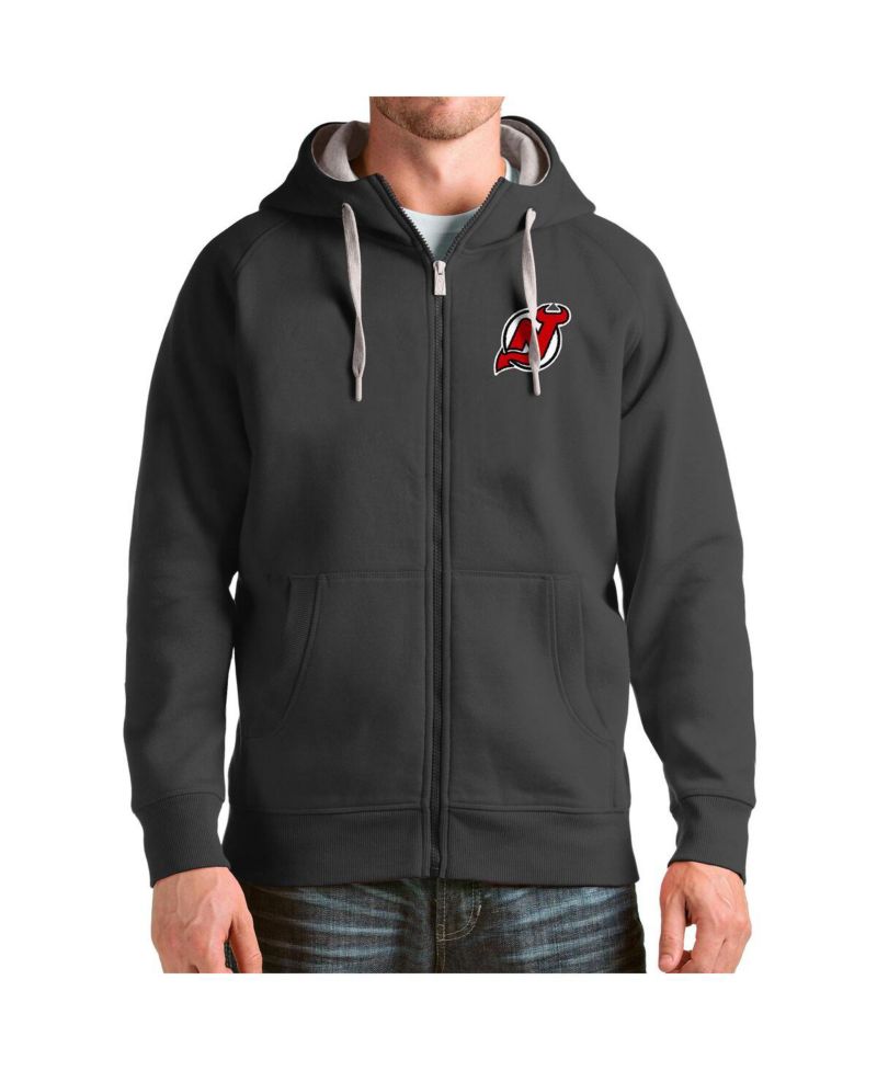 Men's Charcoal New Jersey Devils Logo Victory Full-Zip Hoodie