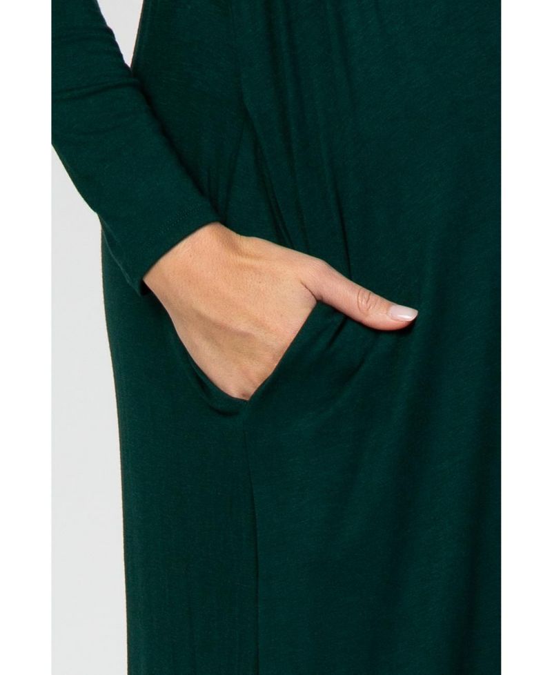 Women's Green Long Sleeve Nursing Maxi Dress