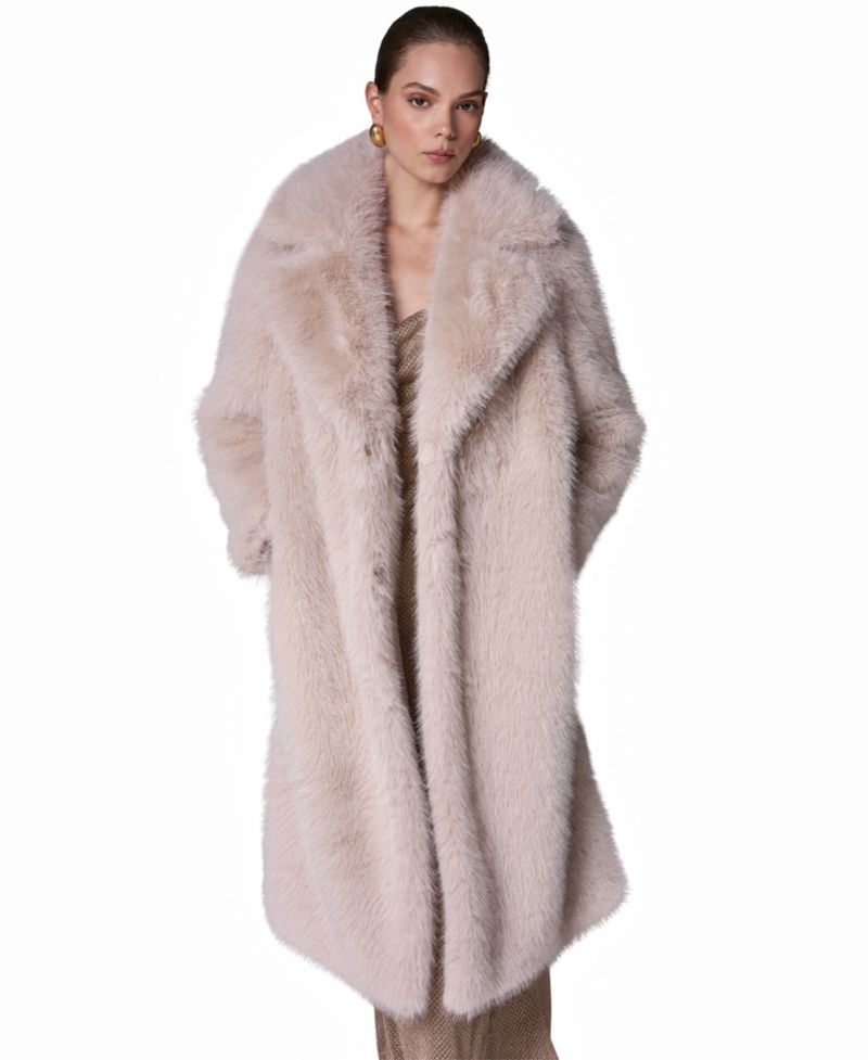 Women's Maxi Collared Faux-Fur Coat