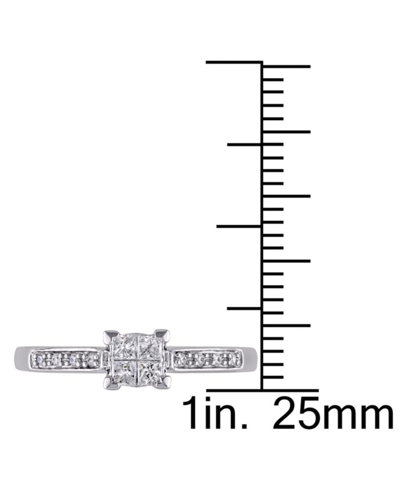 Diamond Princess Quad Cluster Engagement Ring (1/4 ct. t.w.) in 14k White Gold