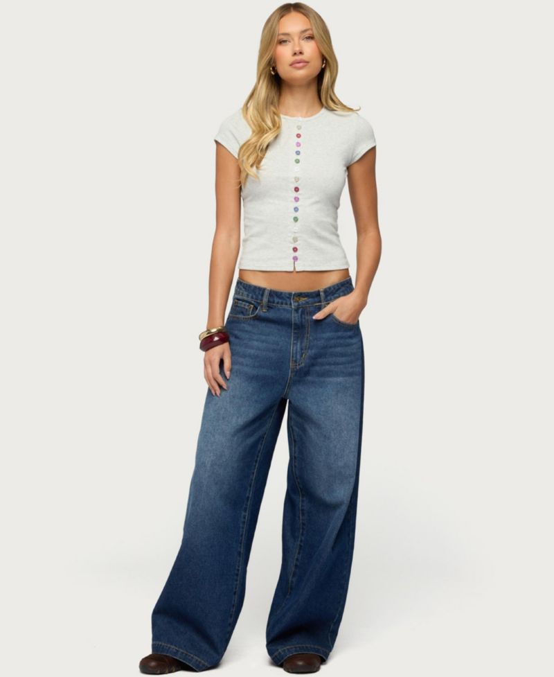 Womens Cary Mixed Button Up T Shirt