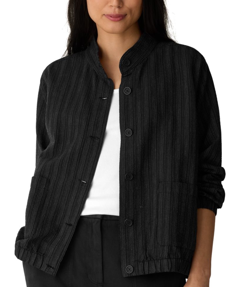 Women's Band-Collar Long-Sleeve Jacket