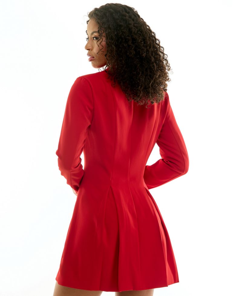Juniors' Collared Long Sleeve Suit Jacket Dress