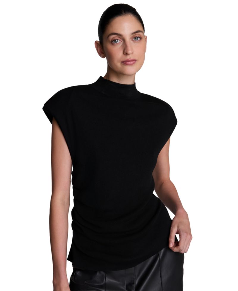 Women's Extended Shoulder Keyhole Back Mock Neck