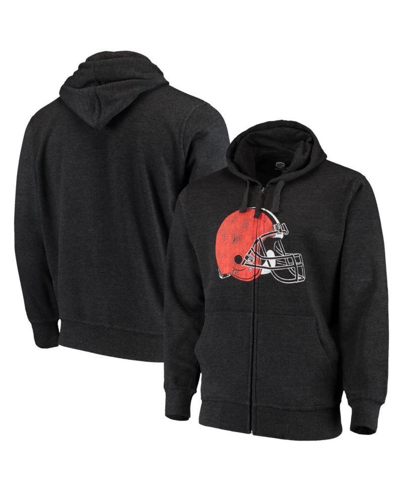Men's Charcoal Cleveland Browns Primary Logo Full-Zip Hoodie